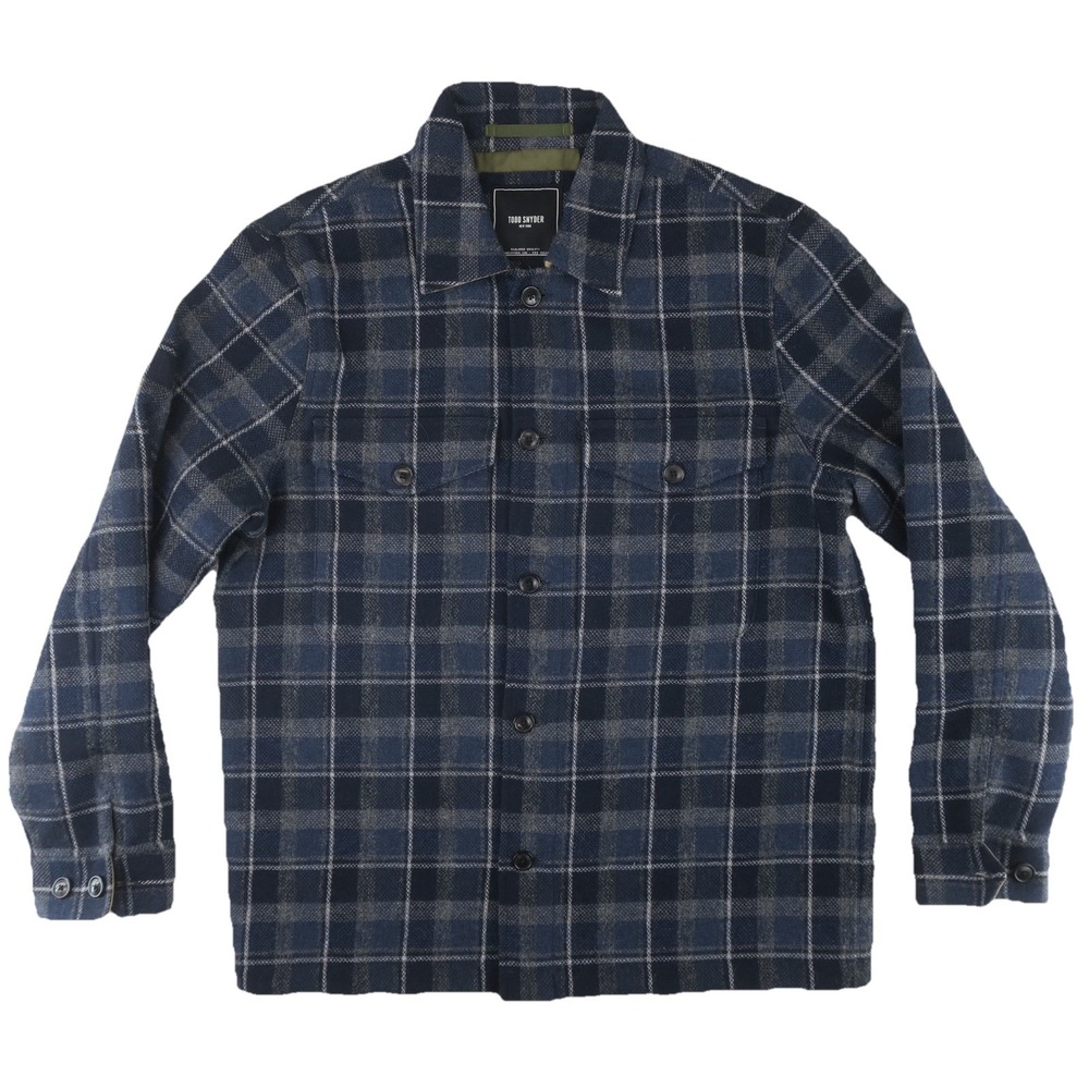 Todd Snyder Wool Button Up Flannel Heavy Shirt Mens Medium Blue Chore Field Coat